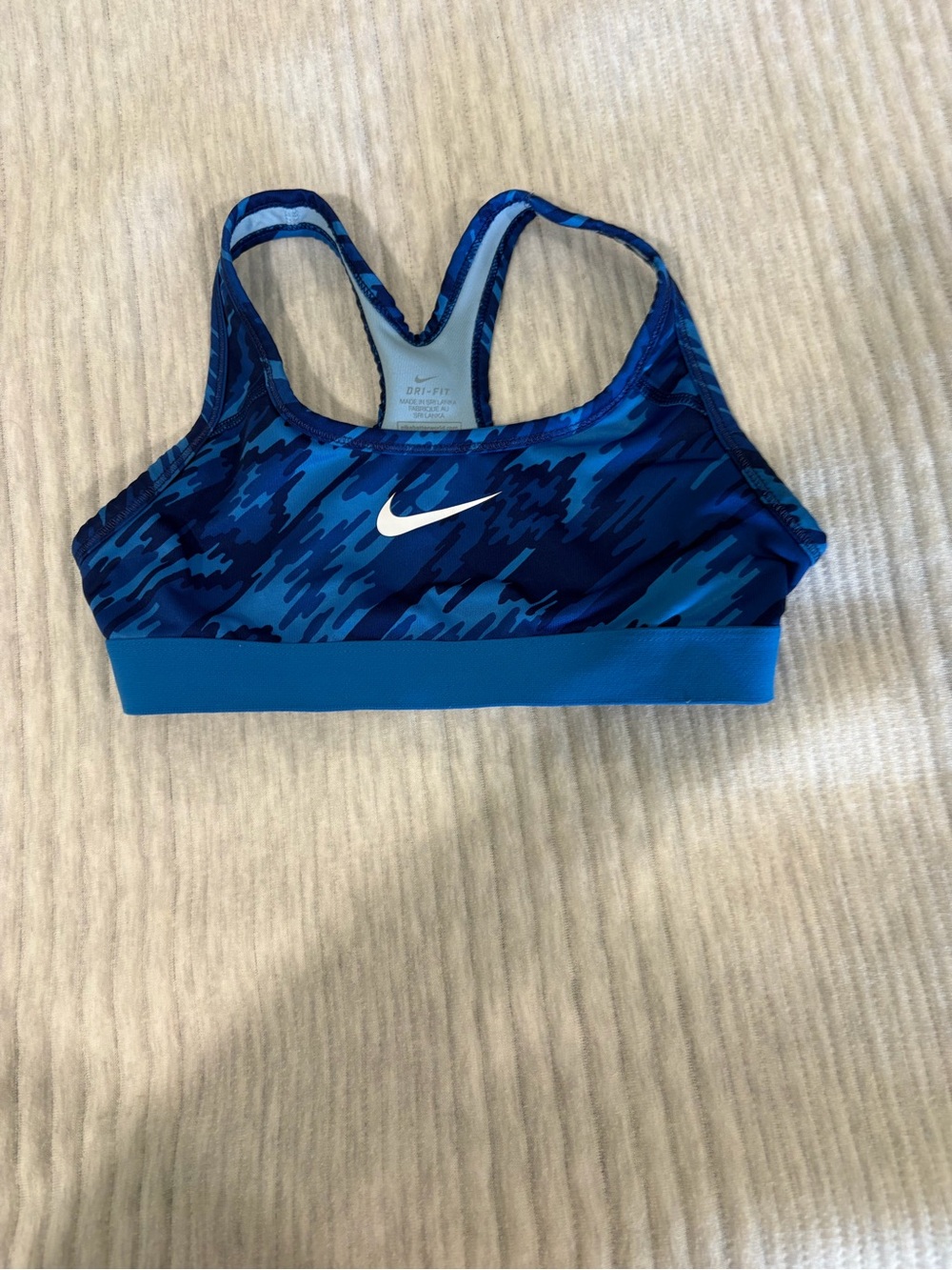 Nike Blue Camo Racerback Sports Bra